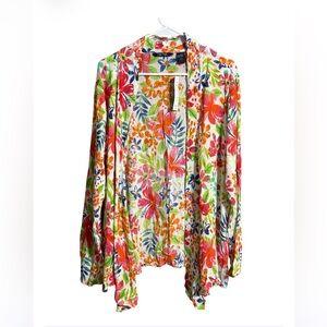 Life Style Floral Kimono Cardigan Women’s Open Front Lightweight Boho LG